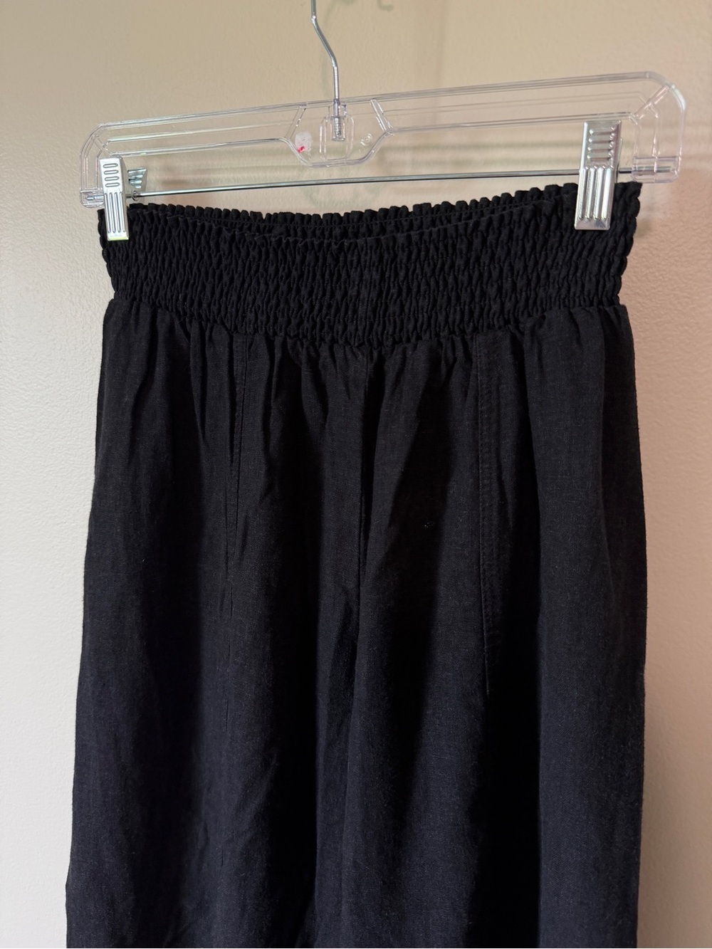 land’n’sea linen blend smock waist slit wide leg black pull on easy pants size S - Picture 4 of 6